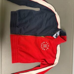 Tommy Hilfiger Red, Navy & White Colorblock Half-Zip Pullover